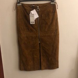 Mango genuine suede midi skirt